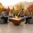 Theiss Maggia Corten mit Personen
