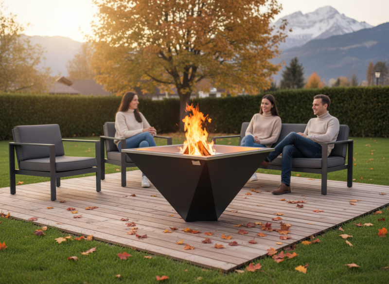 Theiss Maggia Feuergrill - Schwarz mit Personen Theiss Maggia Feuergrill - Schwarz mit Personen