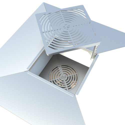 Theiss Edelstahl Schwenkgrill mit Multifunktionen zum grillen.