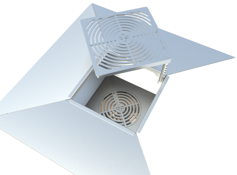 Theiss Edelstahl Schwenkgrill mit Multifunktionen zum grillen.