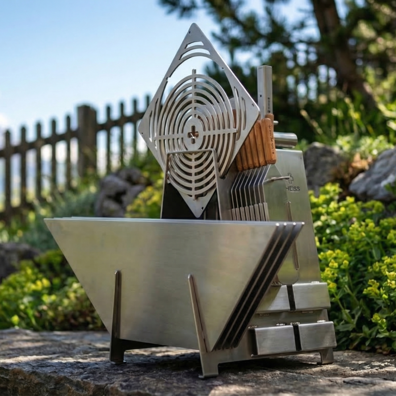 Theiss Zubehörhalter mit Zubehör aus edelstahl. Robust und langlebig. AI Bild